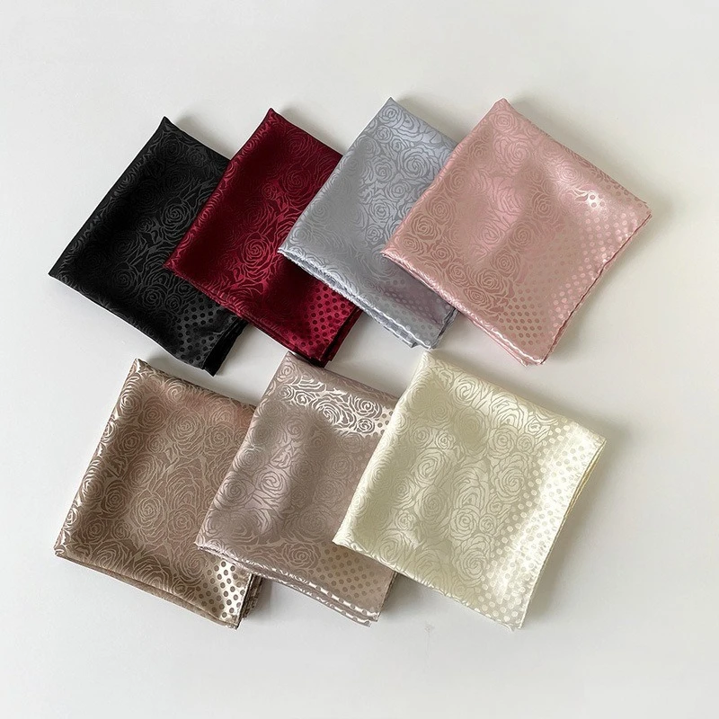 

Luxury Satin Square Scarf for Women Embossed Floral Pattern Sunscreen Shawl Wrap Fashion Headscarf
