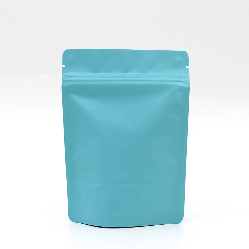 Various Sizes 50pcs Matte Green/ Blue/ Gold/ White/ Black Aluminum Foil Plastic Ziplock Packaging Bags Stand Up Zip Lock Pouches