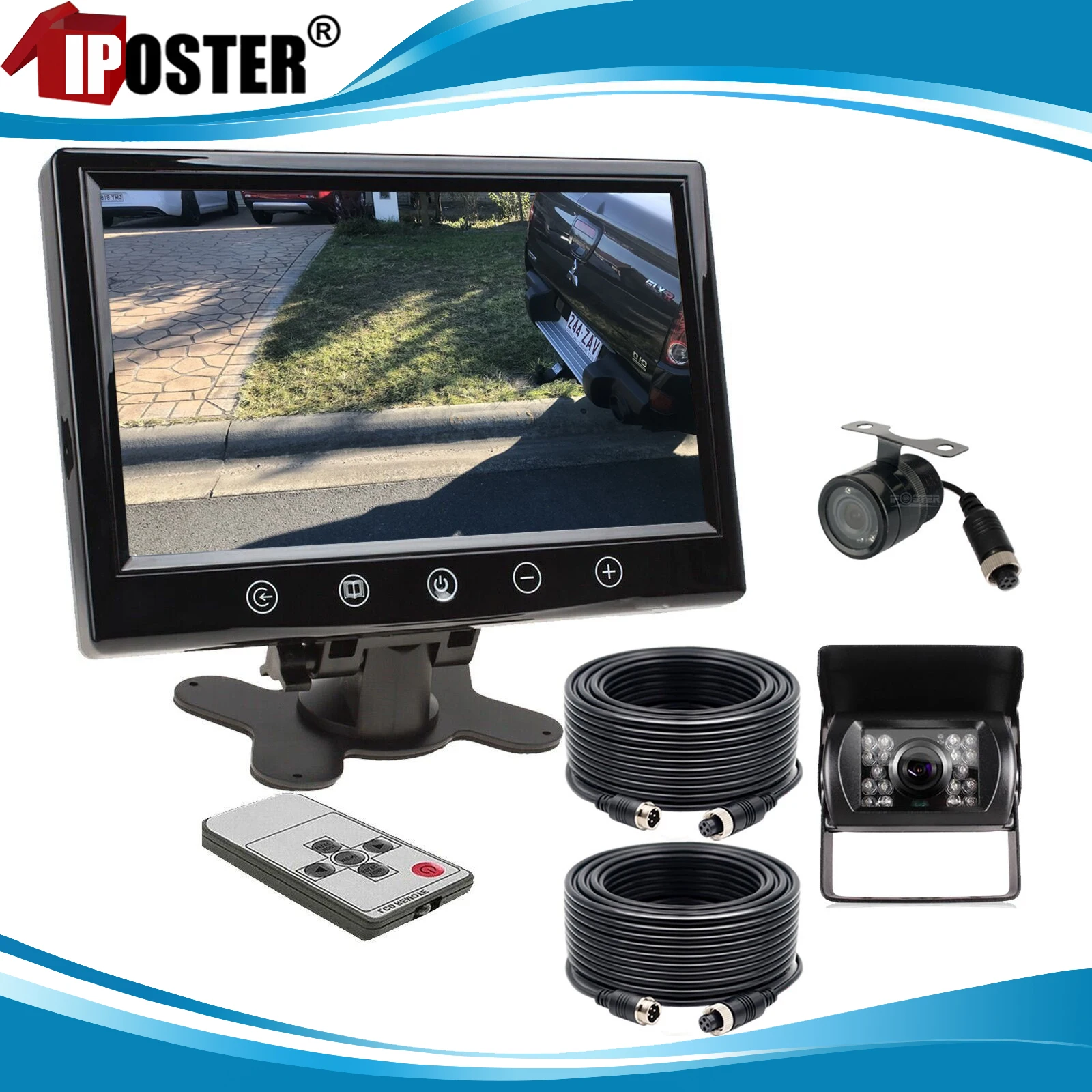 

iPoster 9" TFT LCD Rear View Monitor + 2x CCD Color IR LEDs Night Vision Waterproof Side Rear View Cameras For Bus/Truck/Caravan