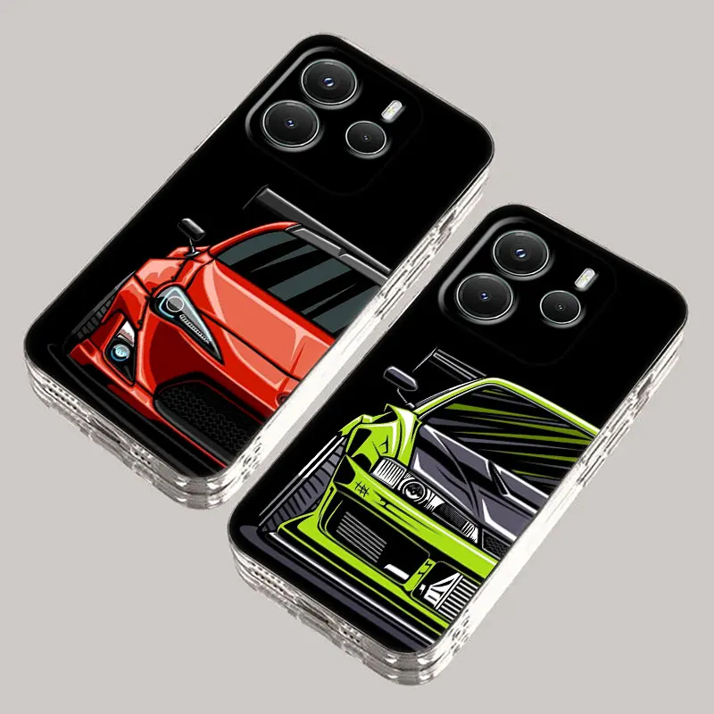 

Cartoon Tokyo JDM Sports Car Phone Case For Xiaomi Redmi 14C 13C 12C 10C Cover for Redmi Note 14 13 12 11 10 9 8 Pro Clear Funda