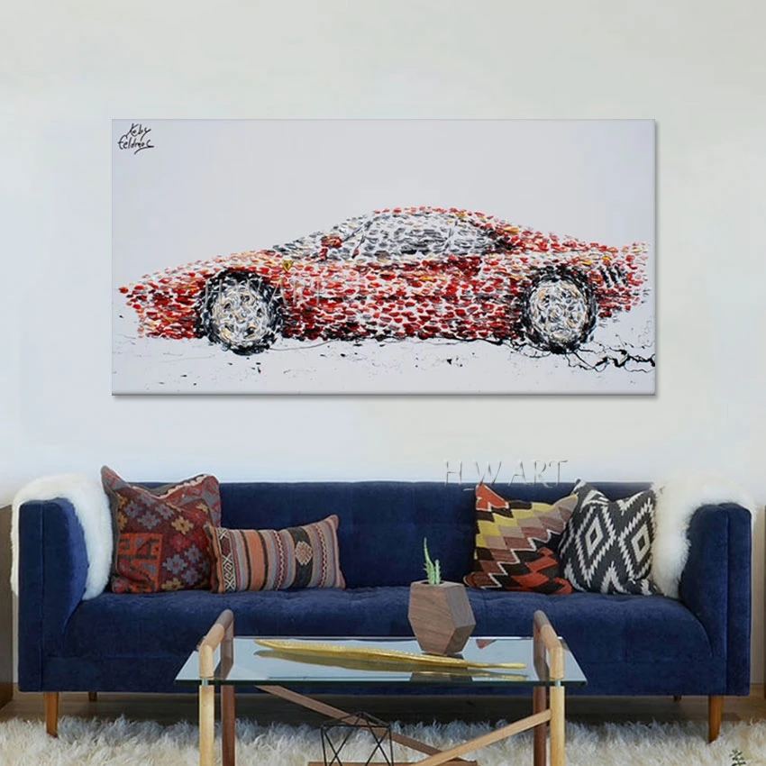 3d Luxury Sports Car Abstract Canvas Hand Drawing Art Oil Painting Modern Acrylic Decoration Picture Wholesale Cheap Artwork