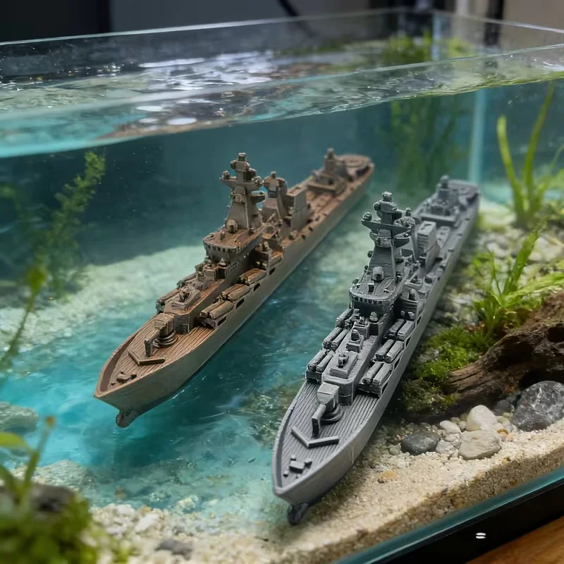 1/2 Pcs Pure Gray Moscow Cruiser, Office Desktop Military Collection Statue, Perfect for Gifting & Scenery Making