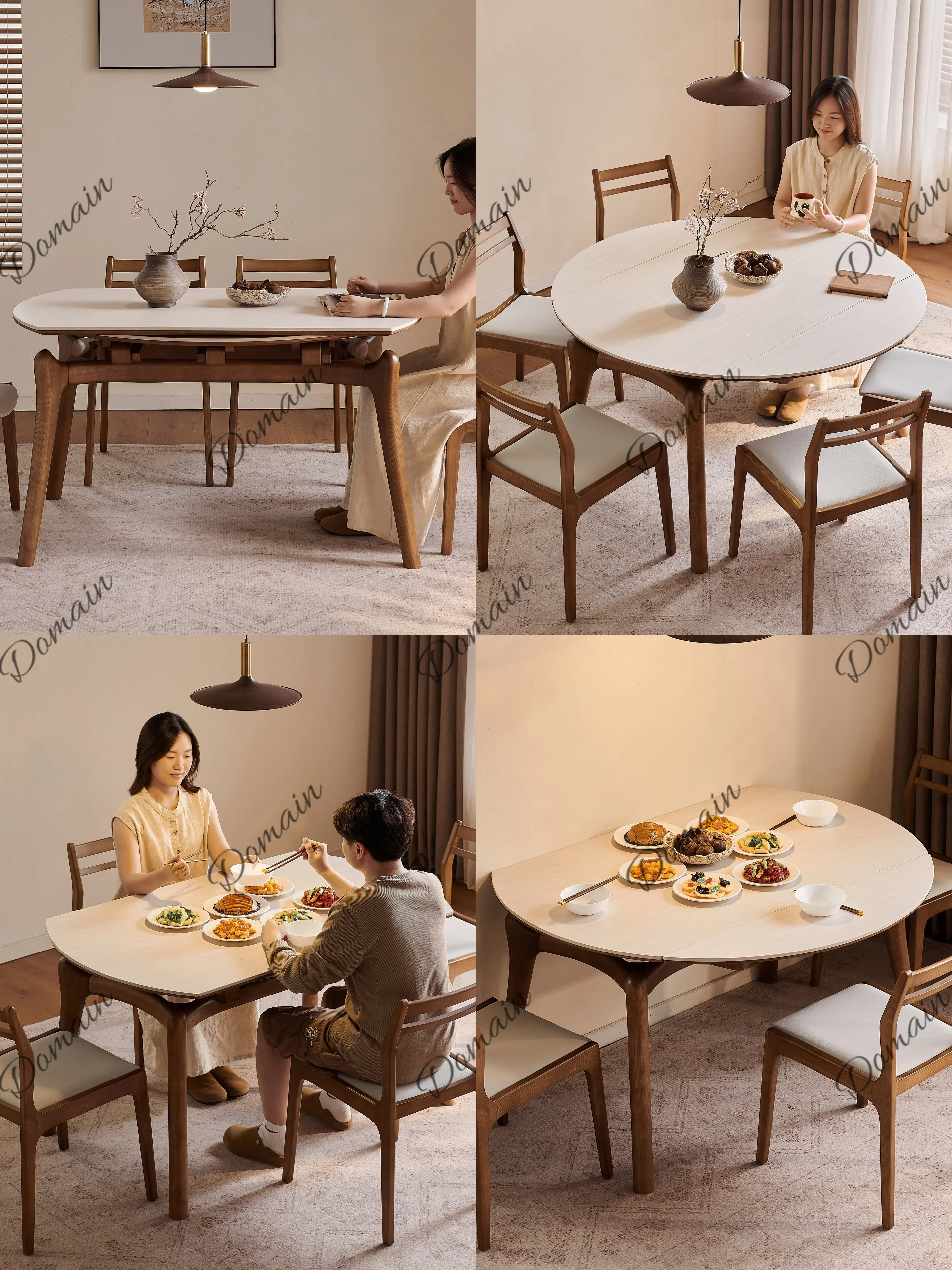 T81 Solid Wood Dining Table Set 2026 New Expandable Folding Walnut Retro Style Space Saving Home Kitchen Furniture