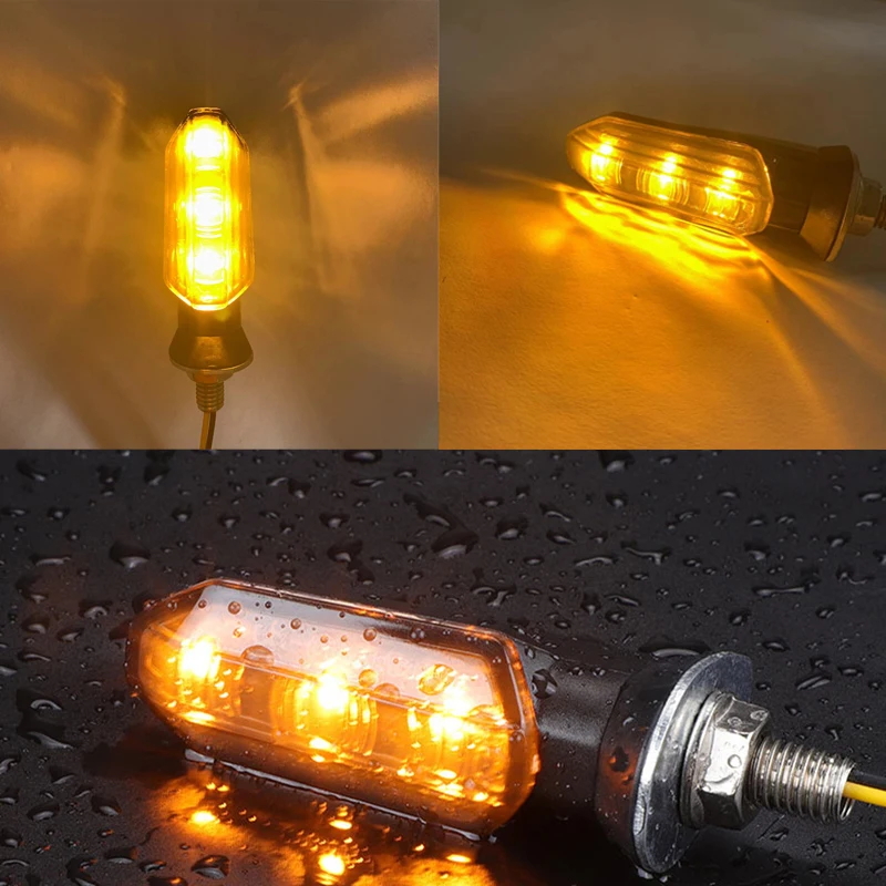 12V 8mm Mini Motorcycle LED Turn Signal Light Amber Flashing Light Blinker Turn Signal Lamp Moto Indicator Lamp Accessories