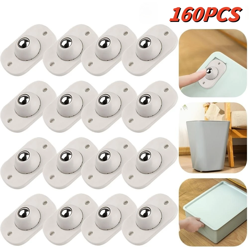 Self Adhesive Caster Mini Swivel Wheels Stainless Steel Universal 360 Degree Rotation Pulley for Furniture Storage Box