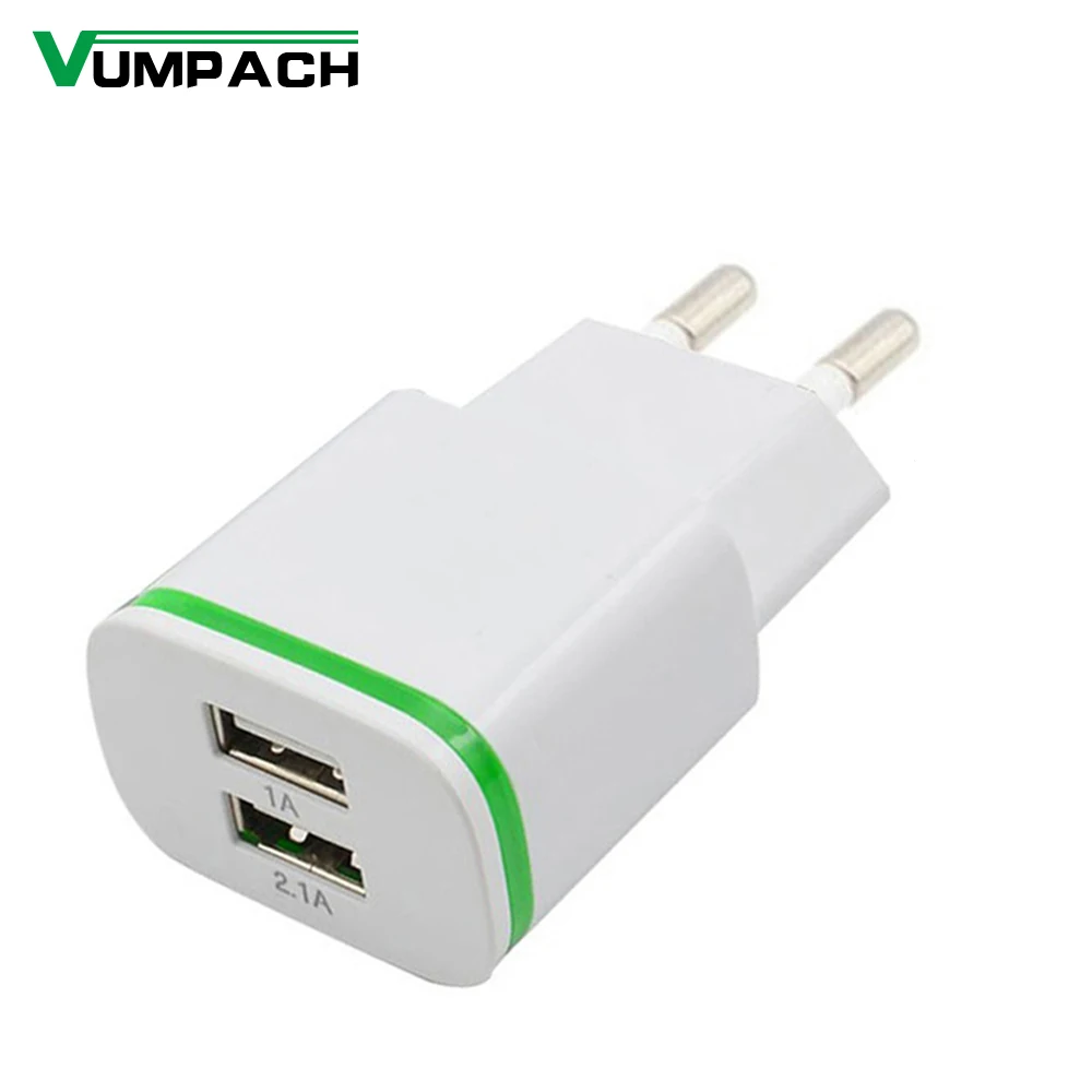 

LED Light 2 USB Charger 2A EU US Fast Charging Wall Adapter for Iphone 8 8P 7 6 xiaomi redmi 4X note 4X 5 plus 5 note5a redmi 2a