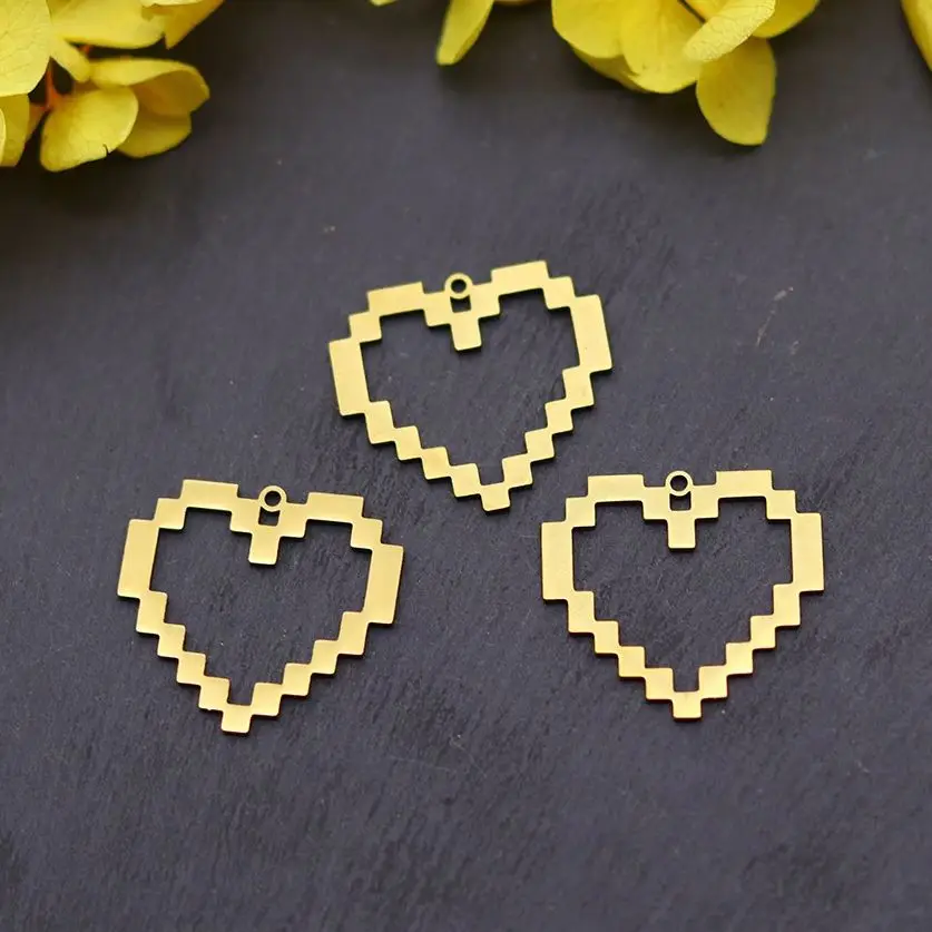 

3pcs Trendy Mosaic Heart Charms Stainless Steel Pendant Handmade Simple Necklace Bracelets Jewelry Making Craft Line Materials