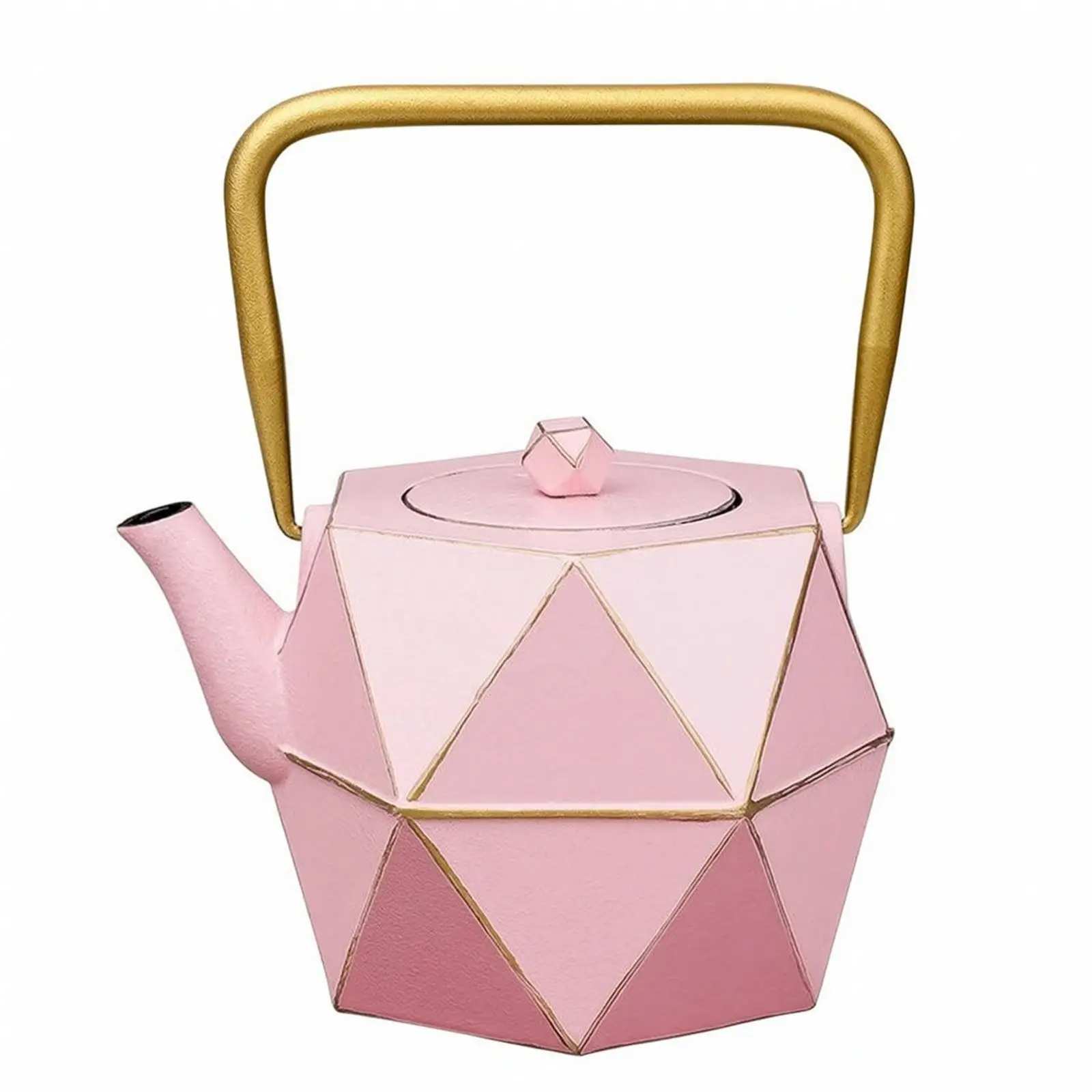 Faceted Cast Iron Tea Pot with Raised Diamond Divisions and Secure Lid for Multiple Servings