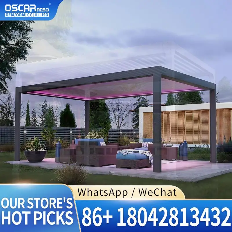 4x3 Motorized Louvre Roof Waterproof Outdoor Patio Bioclimatic Aluminum Pergola for Gardens Balconies Backyards Louver Pergola