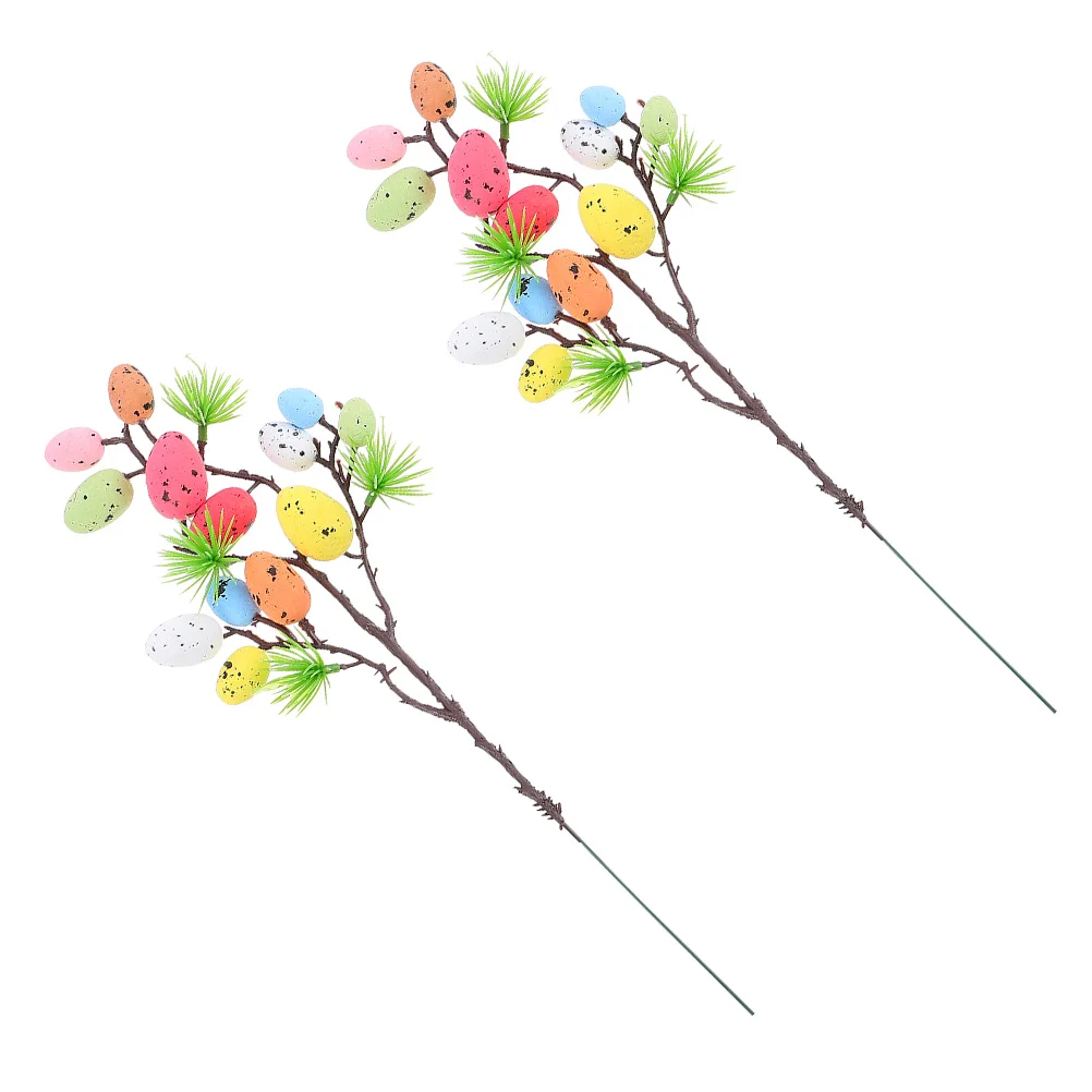 

2Pcs Premium Artificial Egg Branches Lifelike Easter Spotted Egg Picks for Flower Arrangement Festive Party Home Decor