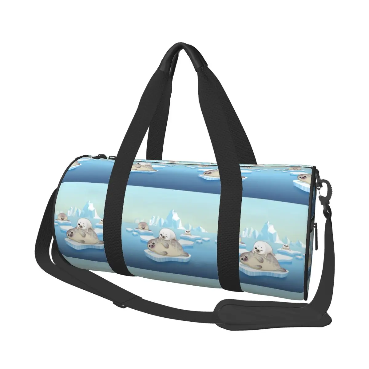 

Cute Seals Family Cartoon Character Large Duffle Gym Bag Waterproof Duffle Travel Bags Handbags Fitness bag