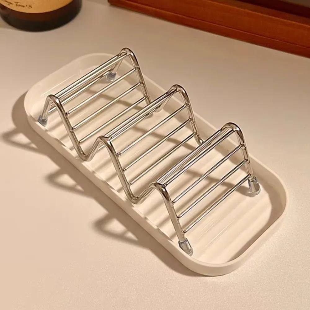New Self Draining Stainless Steel Soap Rack Multifunctional with Tray Bathroom Storage Rack Multi-scene Soap Tray Bathroom Use