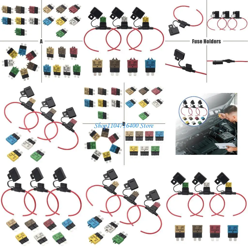 

y1gd 32V 30A Reusable Fuses Holder with 12 AWG Wire for Car Trucks Boats with Waterproof Caps Fuses Holder Quick Installation