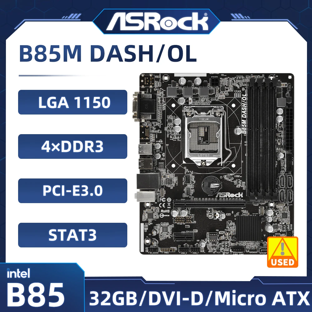 

Материнская плата ASRock B85 LGA 1150 B85M DASH/OL поддерживает процессор Core 4170 4770 4570 4790 G3460 4360 4590S 4690 Micro-ATX DDR3 32 ГБ