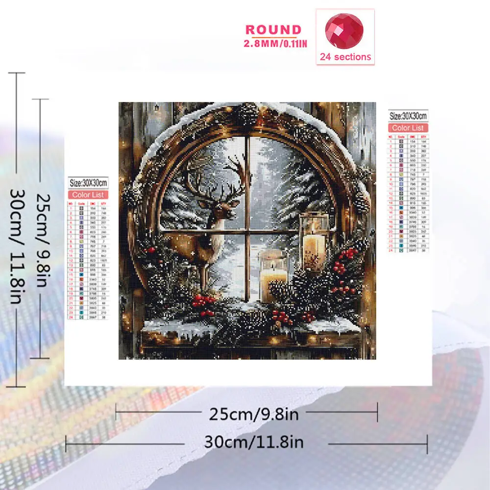 Momoart Deer Diamond Mosaic Window Landscape Christmas Gift DIY Diamond Painting Candle Needlework Handmade Hobby