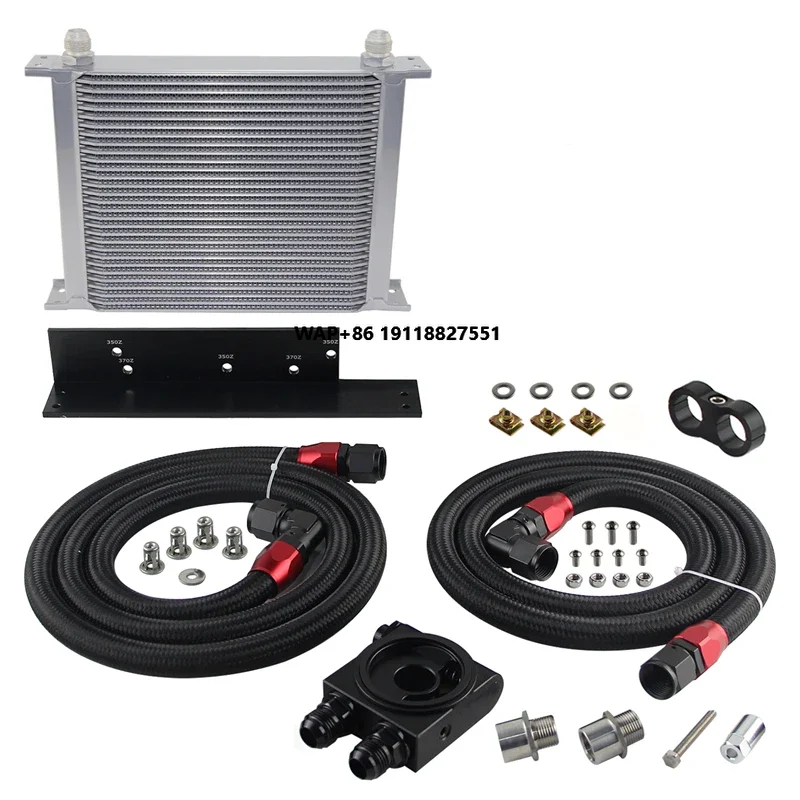 30 Row AN10 Oil Cooler W/ Filter Thermostat 73 Adapter Kit for Fairlady 350Z Z33 03-08 3.5L 370Z Z34 09-17 3.7L