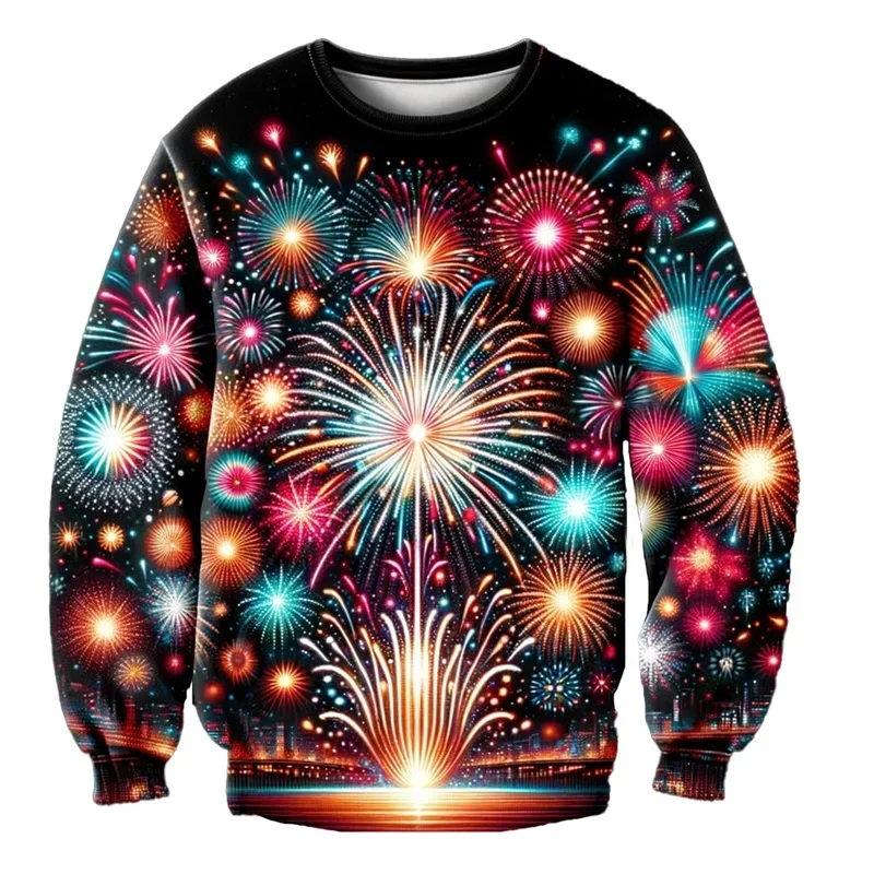 2025 سنة جديدة سعيدة البلوز للنساء الرجال ثلاثية الأبعاد طباعة عادية Crewneck السنة الجديدة بلوزات قبيحة جديد في الرجال هوديي الحفلات #4