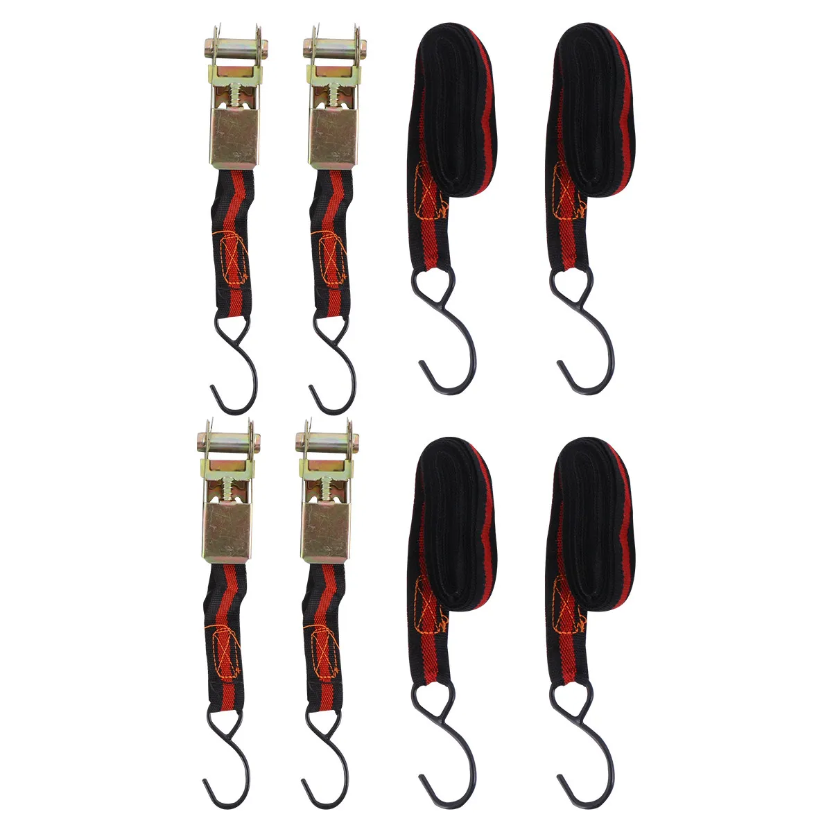 4Pcs Ratchet Tie Down Strap Heavy Duty Cargo Strap 15 Inches Car Cargo Tie-Down Kayak Bike Surfboard Luggage Transport Fastening