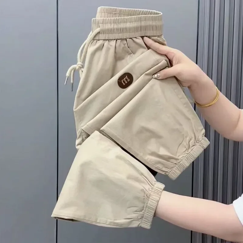 Summer Thin Casual Pants Women's Slimming Harlan Loose Fit Cuffed Trousers Korean Style Commute Wind Long Polyester Fiber