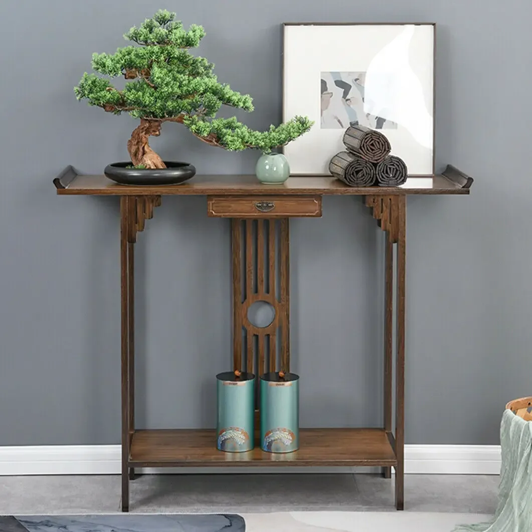 

Accent Table, Entryway with Drawer, Storage Shelf, Wood Furniture,Chinese Style Hall Console Table