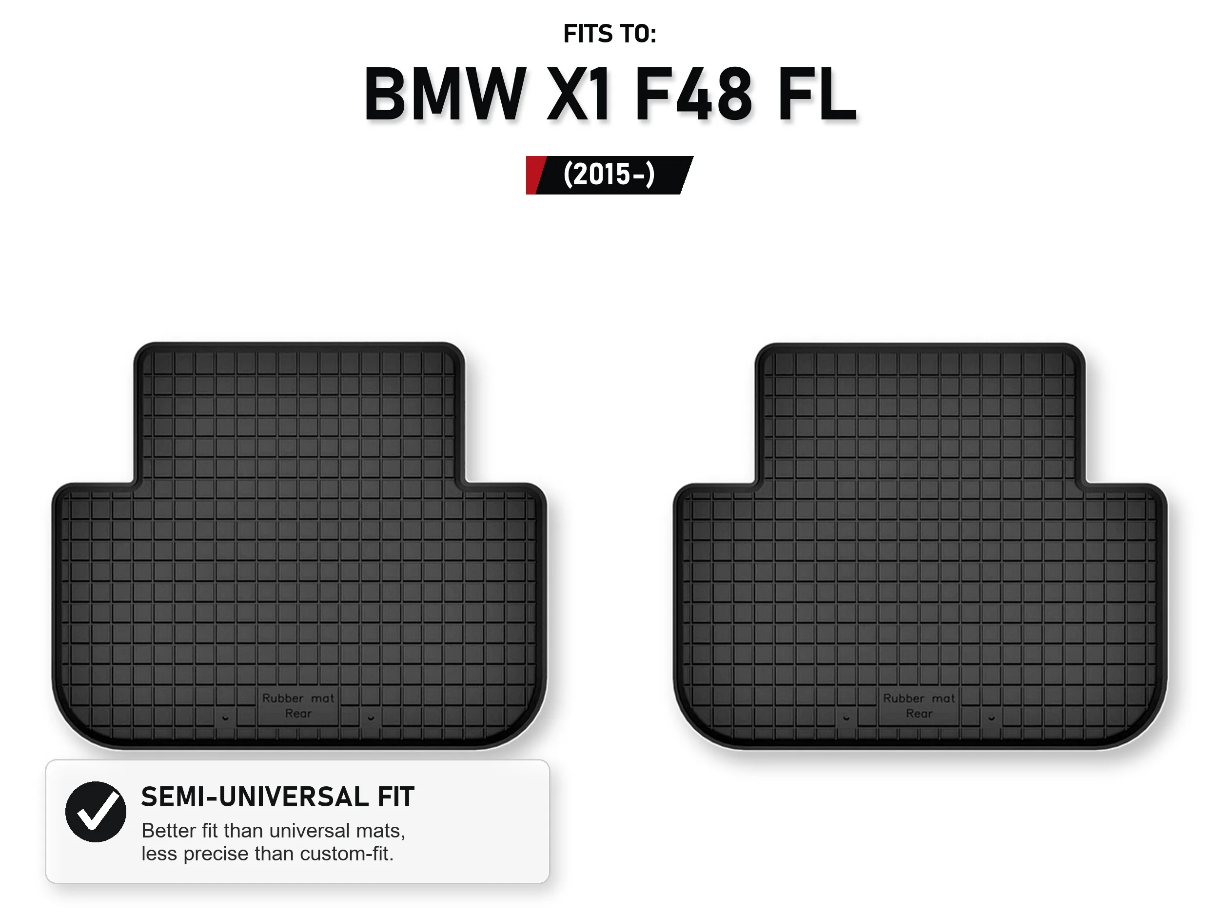 Rubberen bakmatten achteraan voor: Bmw X1 F48 Fl 2015-, 2 stuks