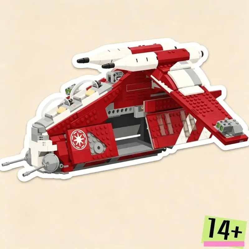 

New Red Sci Fi Gunship Building Blocks Set 1083Pcs Creative Spacecraft Assembly Kit Nice Gift for Hobbyists