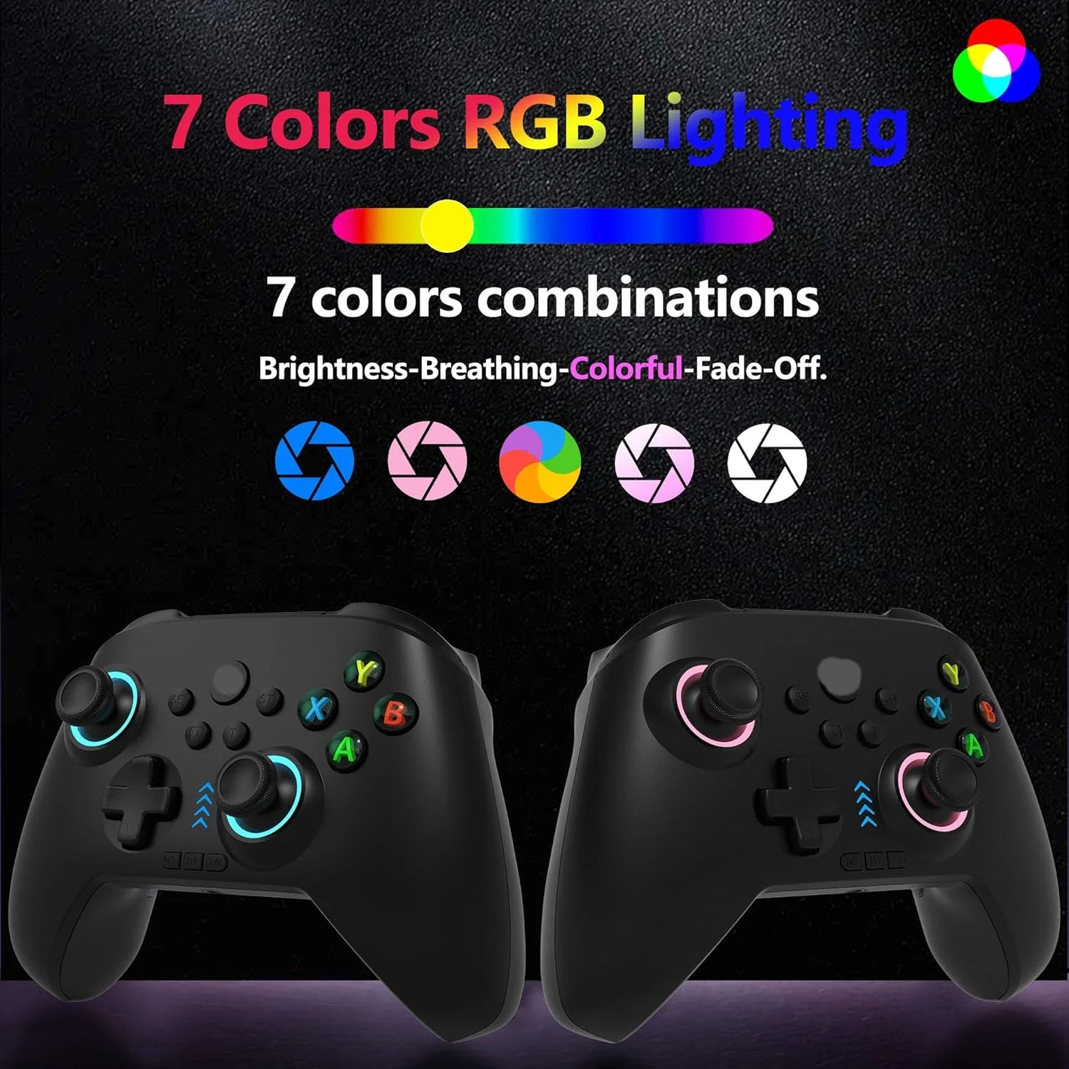 وحدة تحكم لاسلكية/مفتاح 2.4G مع إضاءة RGB/مفاتيح برمجة/عصا تحكم الممر/مصراع الممر/الاهتزاز، لوحة ألعاب Android #2