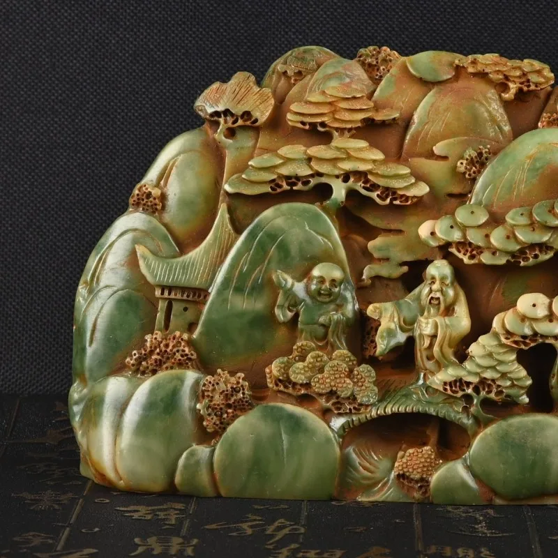 Strange Stone Ornament Chinese Shoushan Stone Landscape and Figure Sculptures Artificial Stone Statue Feng Shui Home Decor