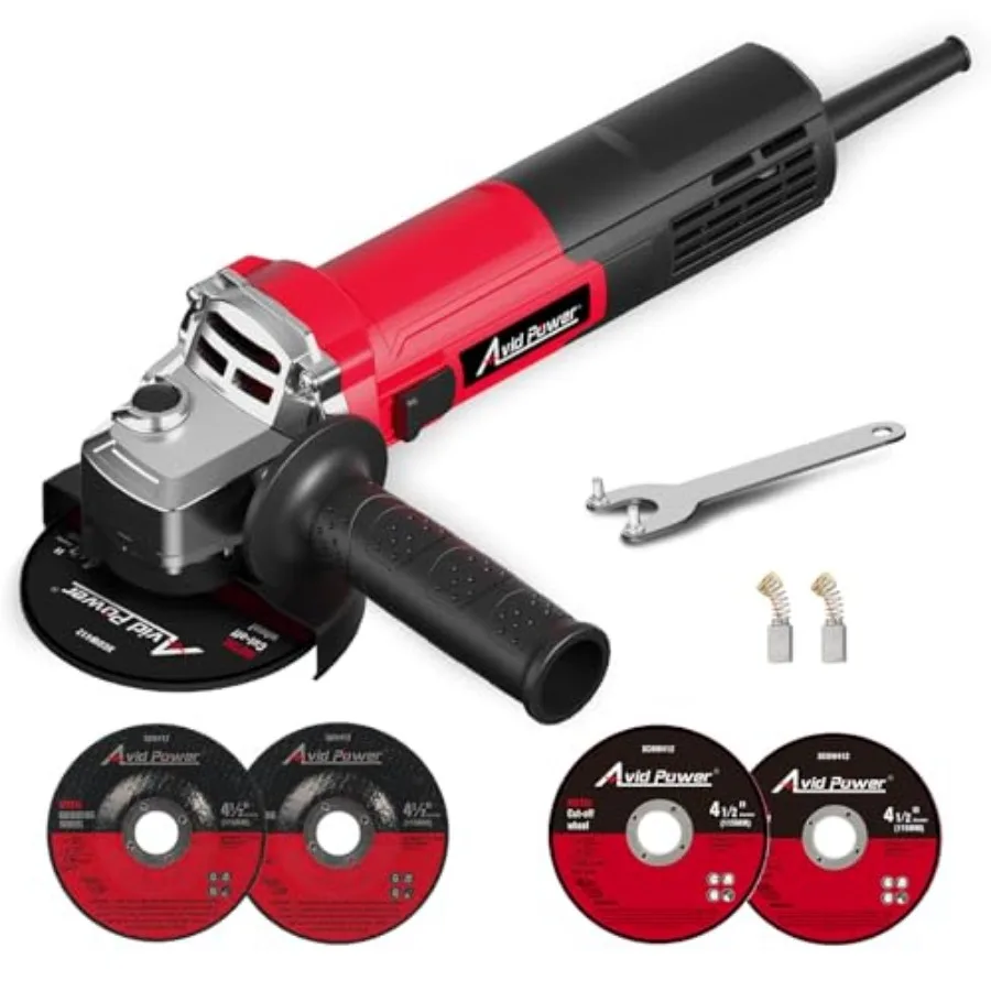 Angle Grinder 4-1/2 inch Electric Grinder Tools 750W 6.5 Amp Metal Grinder 11500 RPM with Grinding and Cutting Wheels Auxiliary