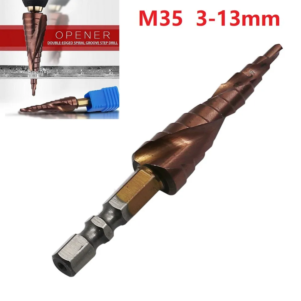 Punta da trapano a gradino industriale per punte per la lavorazione del legno con gambo esagonale in ferro da 0.1 ~ 4mm 3-13mm per piastra in acciaio gamma 01 ~ 1mm efficiente