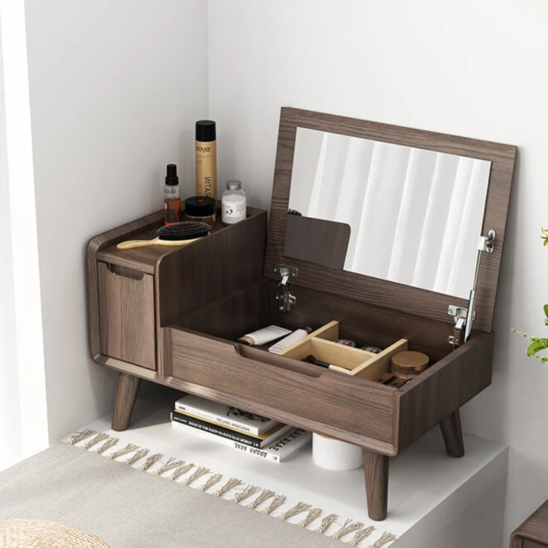 

Solid wood bay window dresser, bedroom mini makeup table, small dressing table, simple and modern storage cabinet