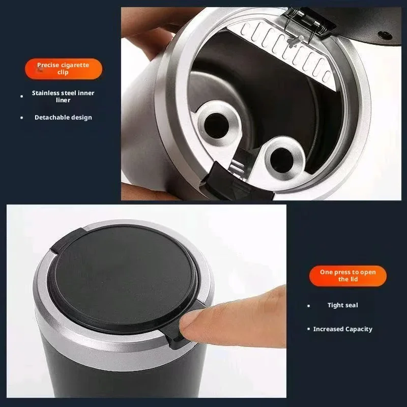 Portable LED Smokeless Car Ashtray Universal Auto Cigarette Cup Holder Windproof Liner Car Interior Styling Ornament Decor view 4