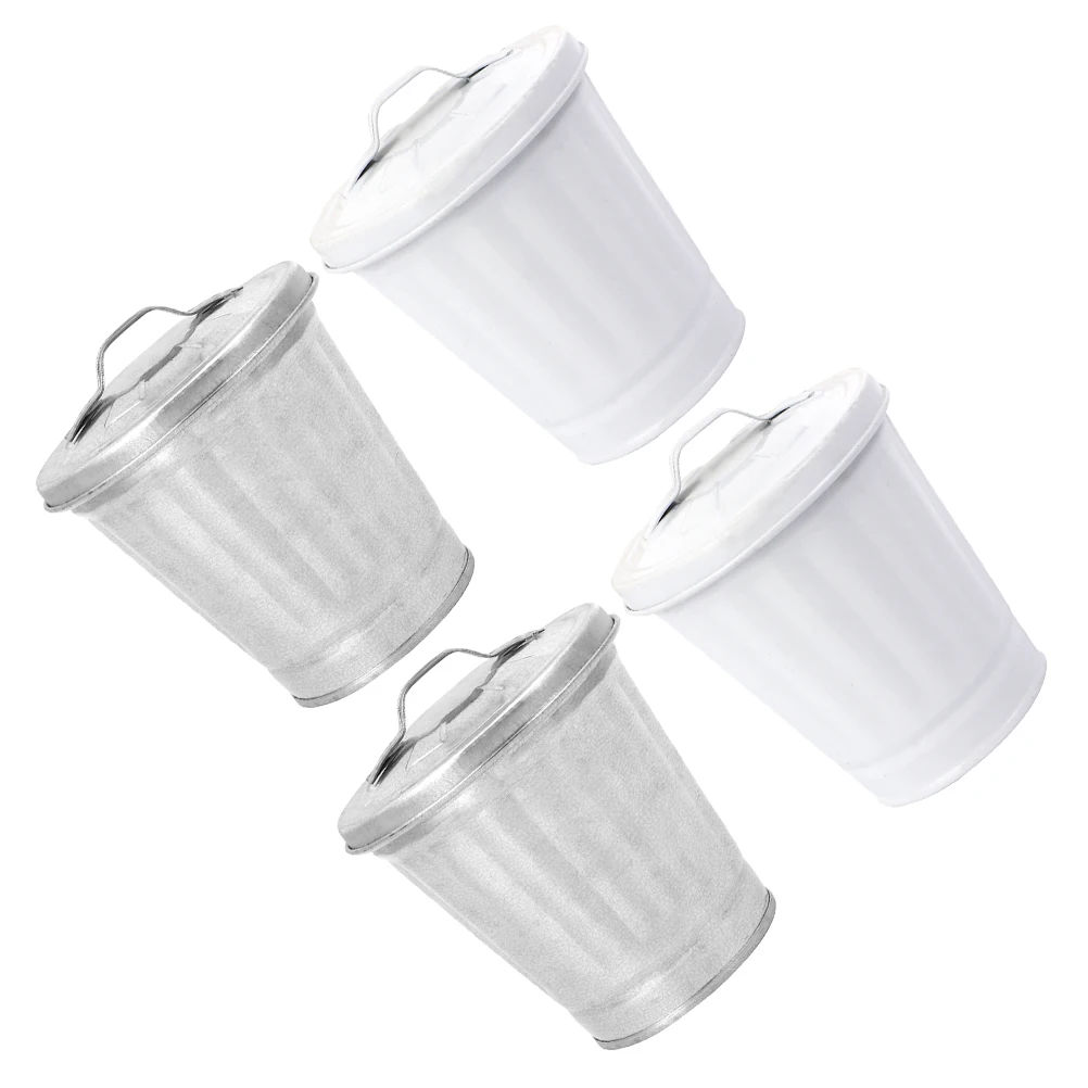 

4Pcs White Trash Can Waste Paper Basket Recycling Garbage Container Storage Vase Kids Room Office Kitchen Bedroom Living Stylish