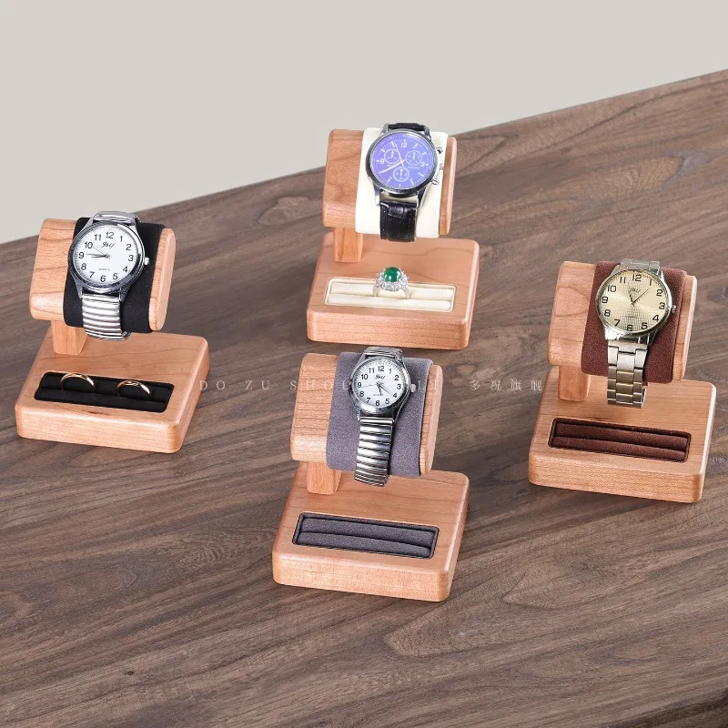 Wood Watch Stand Wristwatch Display Rack Bracelet and Beaded Jewelry Showcase Premium Solid Wood Watch Holder