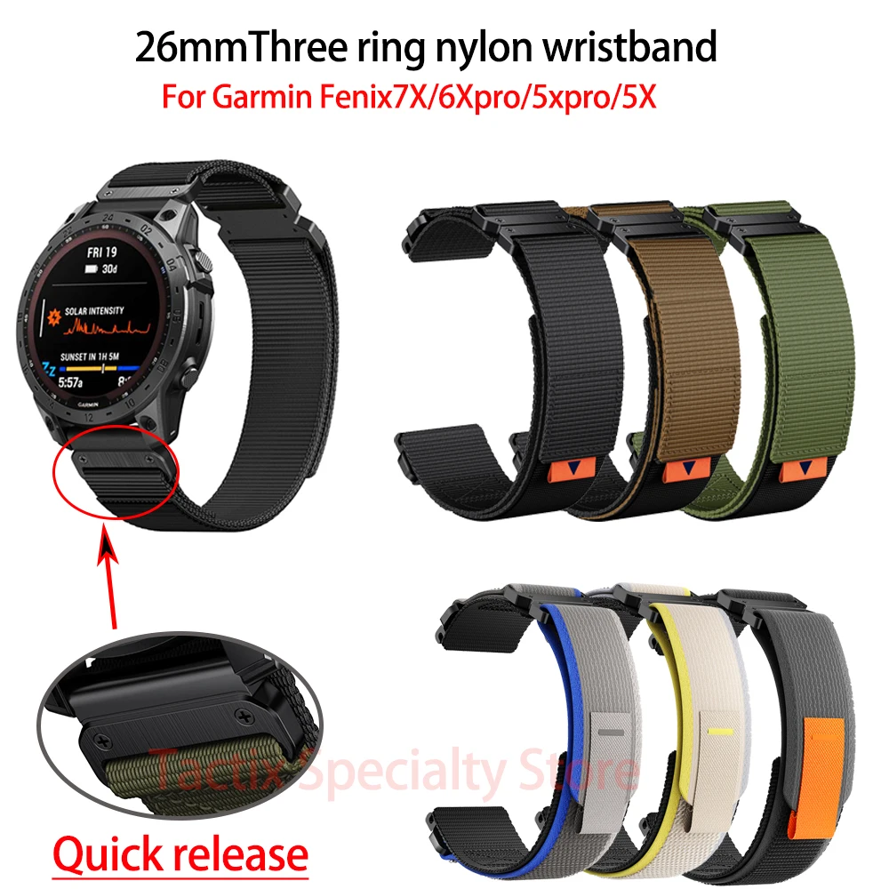 26mm Adhesive Braided Strap for Garmin Fenix 7X 6X Pro 5X Adhesive Nylon Strap Enduro 2  Mk2 D2 Nylon Replacement Wrist Strap