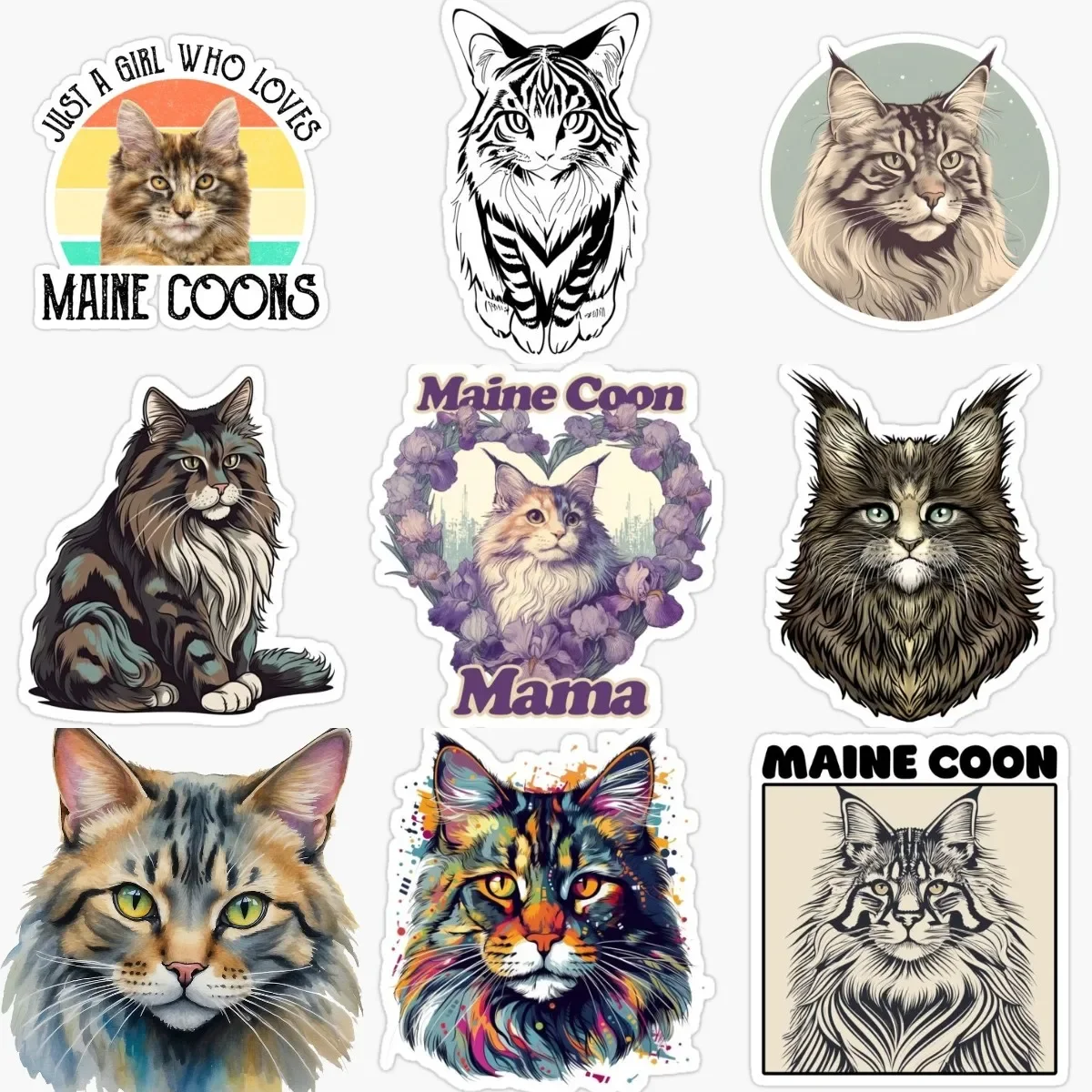 

Creative Cat Maine Coon Cat Cute Pets PVC Material Stickers for Decorate Car Van Motorcycle Bicycle Wall Helmet Decal
