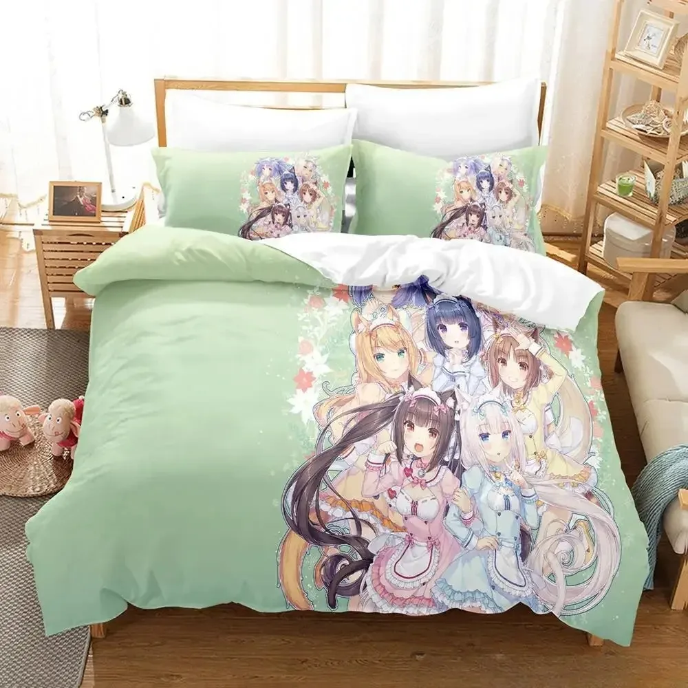 3D Druck Anime Kawaii Mädchen Nekopara Bettwäsche Set Einzel Twin Voll Königin König Größe Bett Set Erwachsene Kind Schlafzimmer Bettbezug Sets