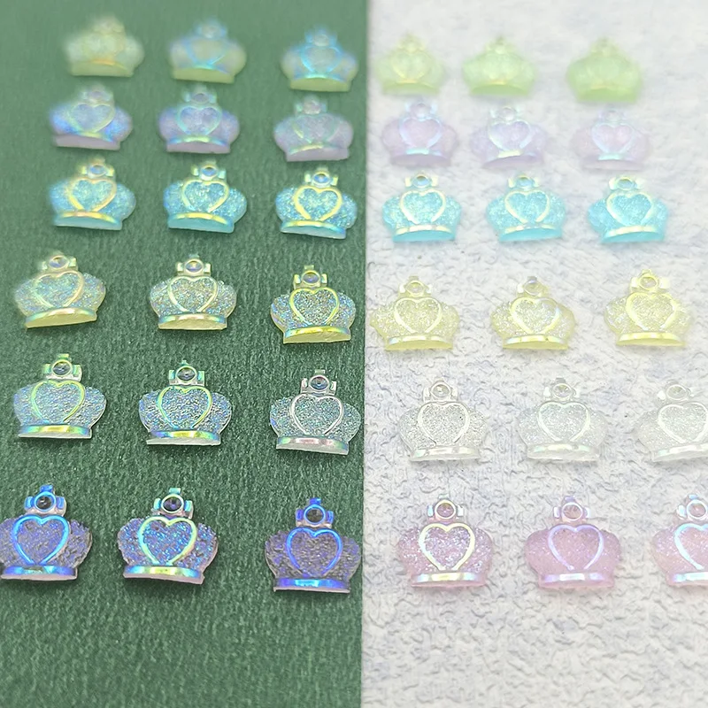 150pcs 7mm Cute Frosted Crown Flat back Resin Figurine Crafts Flatback Cabochon Ornament Jewelry Making Hairwear Accessories