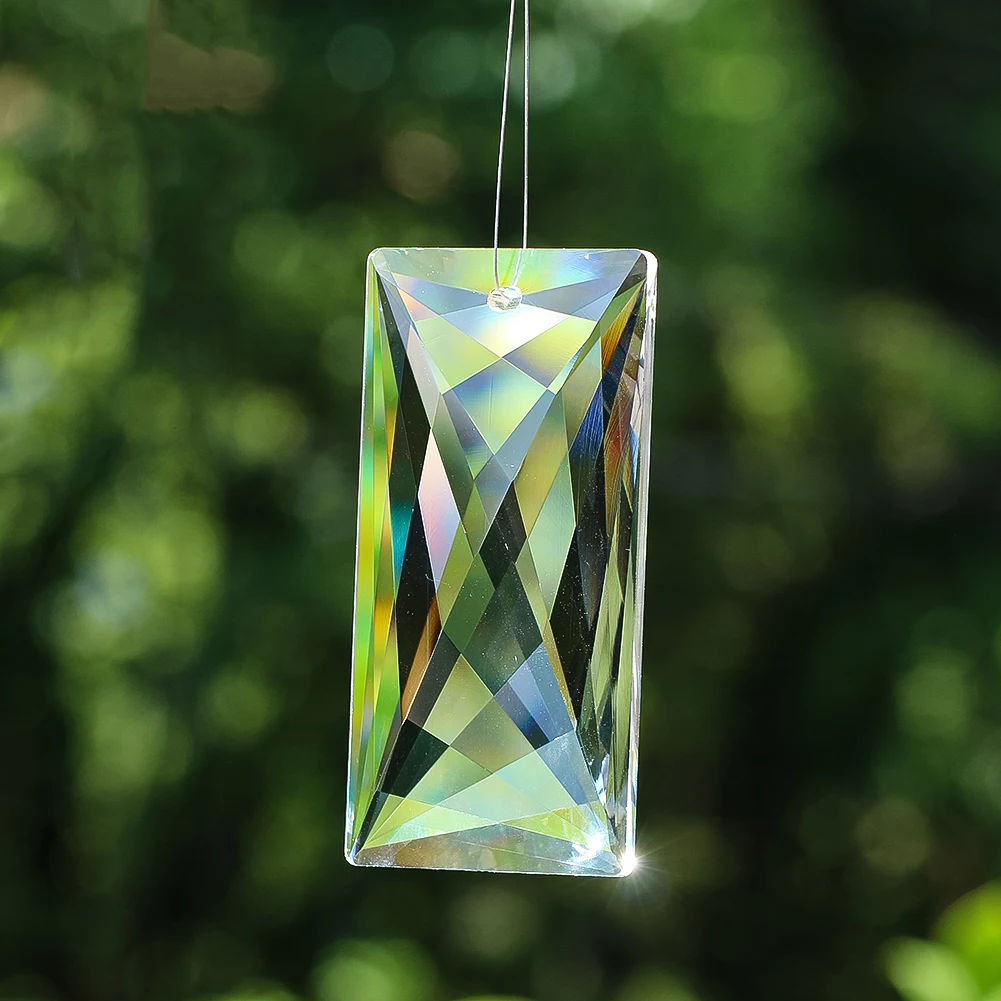 120mm Large Suncatchers Crystal Prism for Window Garden Hanging Decor Rectangle Glass Faceted Rainbow Maker Chandelier Pendant