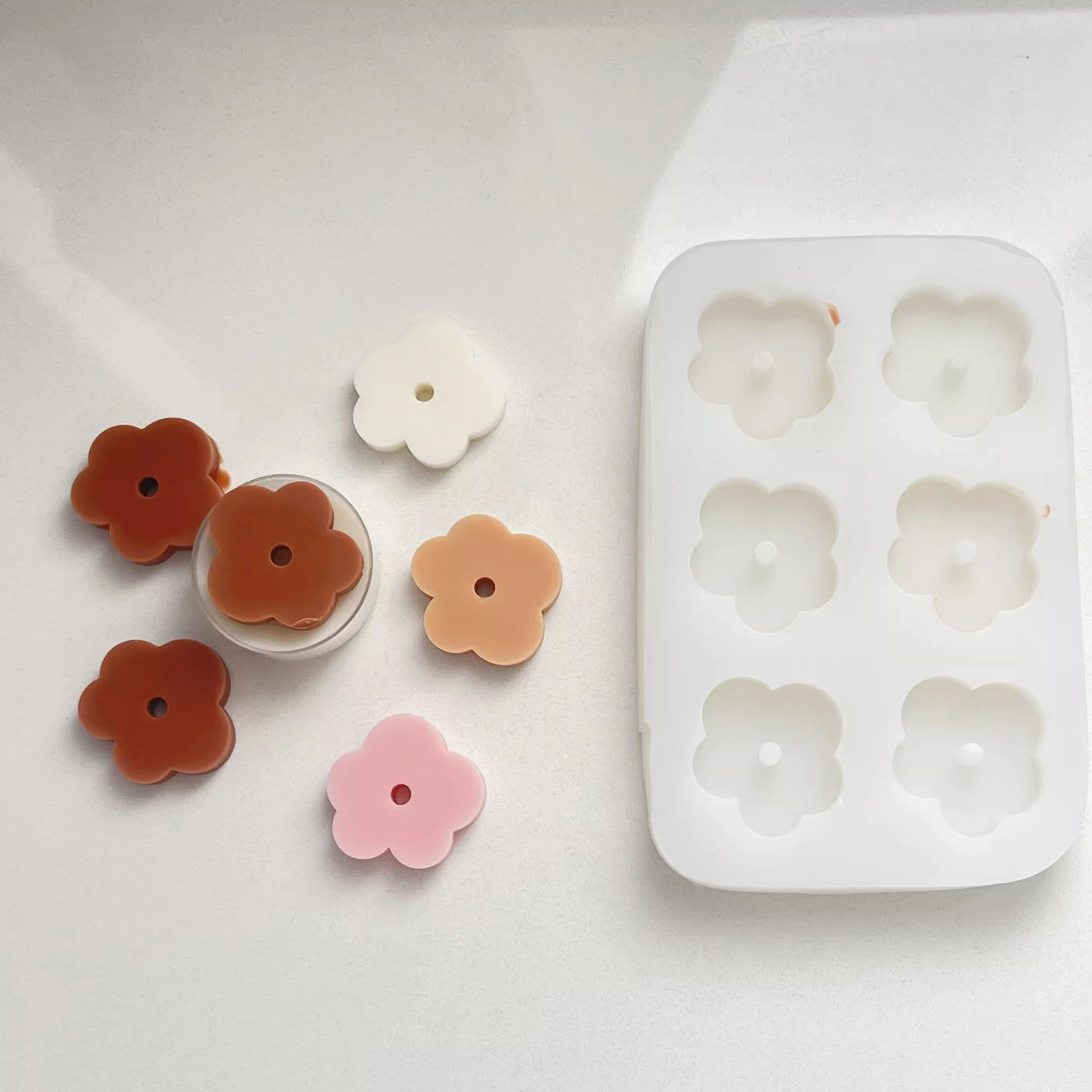 6holes flower silicone mold DIY handmade candle mold food grade fondant cake mold