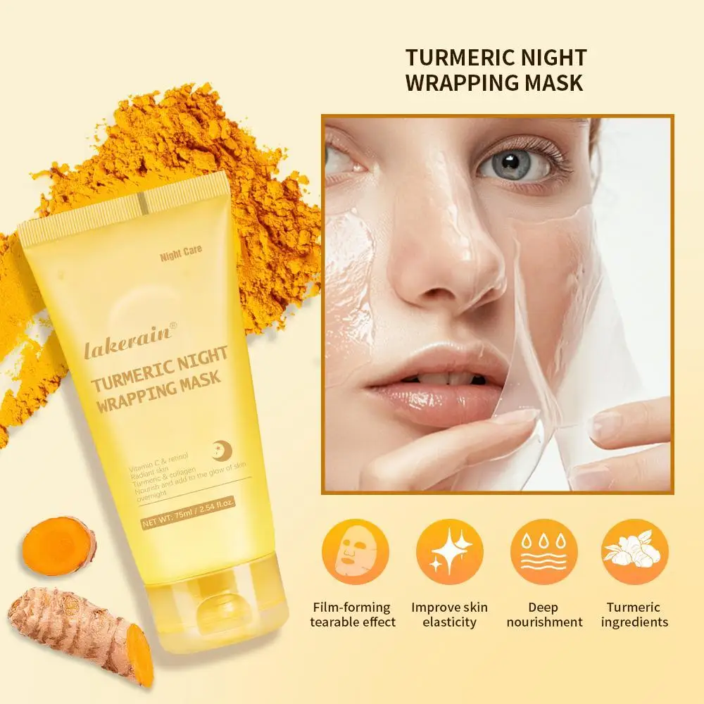 

75ML Acid Turmeric Overnight Wrapping Peel Off Mask Nourishes Hydrolyzed Collagen Glowing Skin Skin Firmnes Korean Skin Care