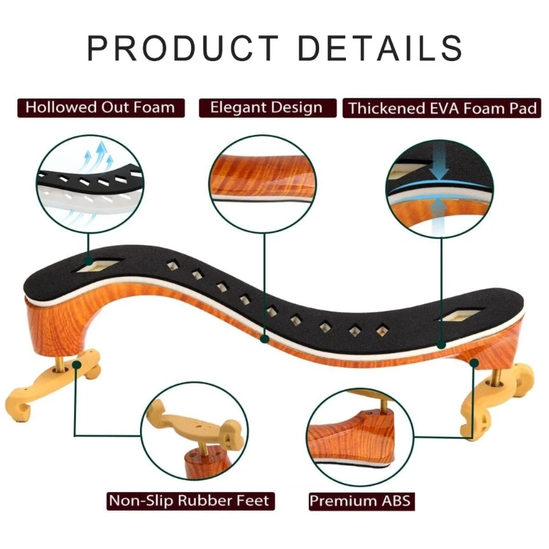 

Violin Shoulder Rest Soft Pad Foldable Adjustable 3/4-4/4 1/4-1/2 Size Practical Violin Parts, Ergonomic and Comfortable