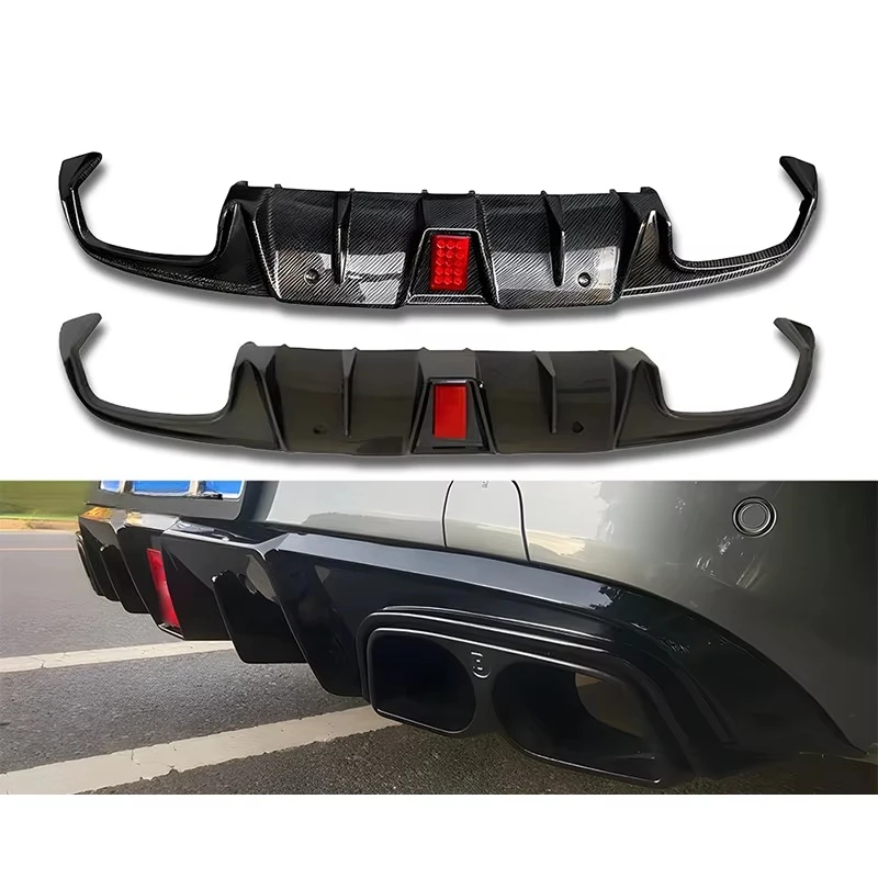 Car Bumper Manufactory ABS Carbon Fiber Look C63 Car Diffuser Spoiler Rear Bumper Lip for Mercedes C Class W205 Coupe 2015-2018
