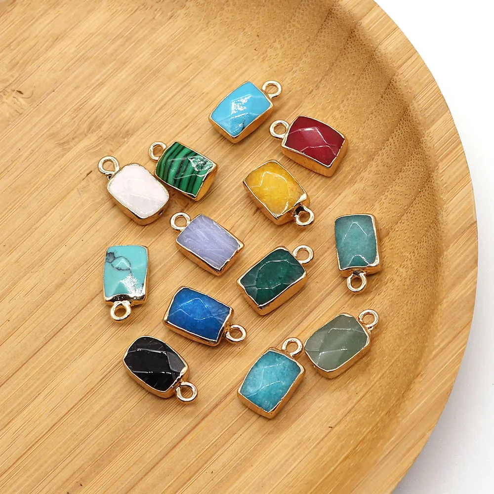 5pcs/pack Rectangle Shaped Natural Semi-precious Stone Pendants Charms DIY for Making Necklace Bracelet Earrings 11Colors 8x15mm