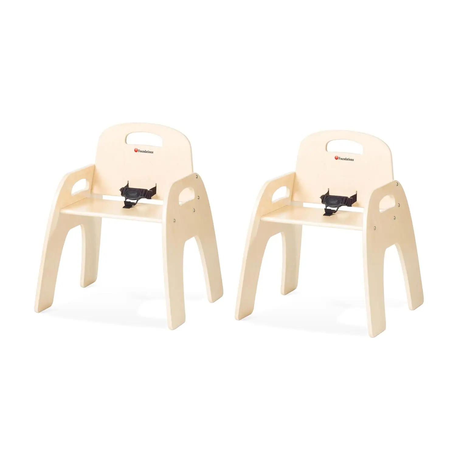 Low Wood Feeding Chairs Multipack, Adjustable Safety Harness, Stackable Wood Toddler Chairs with Food Service Grade Finish,