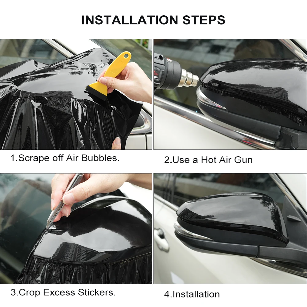 قسط لامع مشرق أسود ذاتية اللصق الفينيل سيارة التفاف فيلم مركبة صائق السيارات ديكور فيلم فقاعة الهواء الحرة ورقة القائمة على الحزمة #5