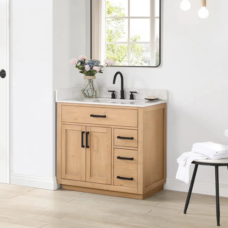 /Waterproof Small Plywood 36 Inches Modern Storage Cabinet Single Sink Mirror Bathroom Vanity With Sink