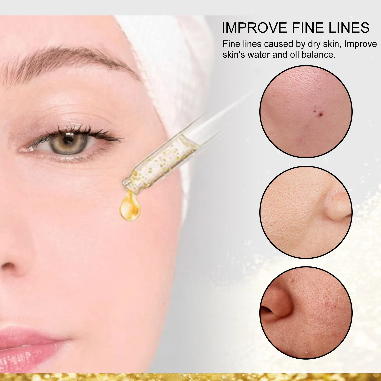 OUHOE 24k Gold Face Serum Moisturizing Brighten Face Skin Tightening Rejuvenate the Face Shrink Pores Nicotinamide Facial Serum