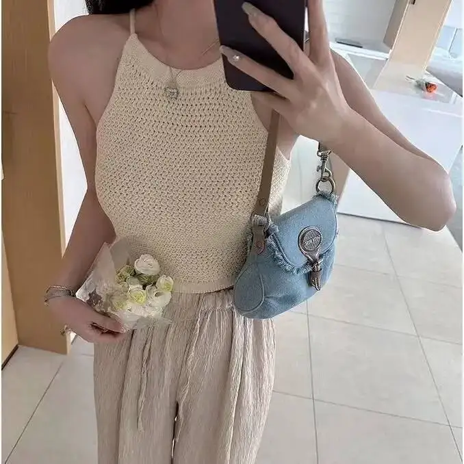 Bloom Vintage Denim Y2k Handbag Women 2023 Spring New Casual Large Capacity Shoulder Bags Ladies Haruku Crossbody Bag Female