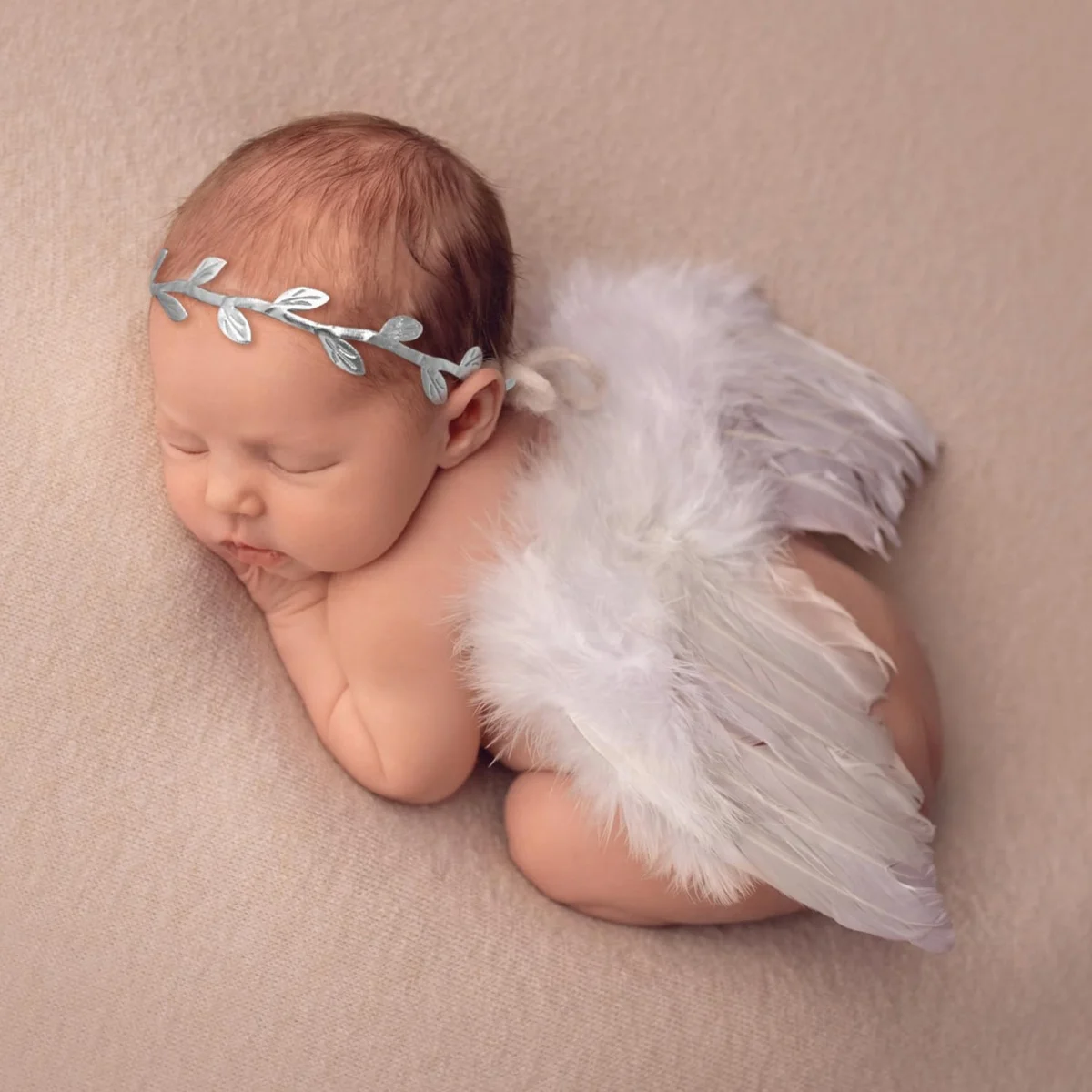 Chic Baby Girls Angel Feather Wings Leaves Headband Set Hair Bands Accessories for Newborn Photography Props Birthday Gifts